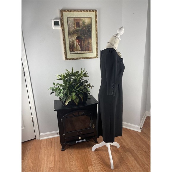 Juleh Juleh Sheath Dress 10 Wool Silk Square Neckline Flare Dress - Picture 7 of 11